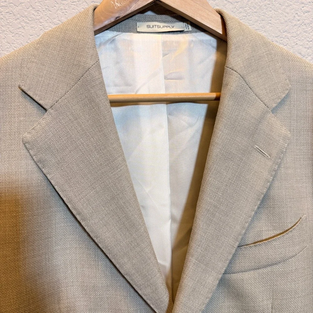 Suitsupply Vitale Barberis Canonico Wool Suit Mens 44R Beige Havana Soho Slim